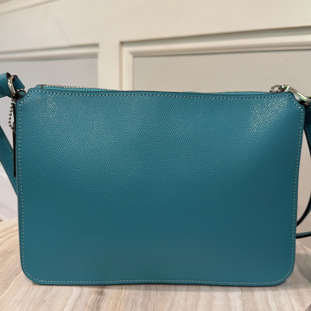 Coach Bag Teal Blue Leather Crossbody Bag with Silver Accents Hardware - Picture 6 of 17